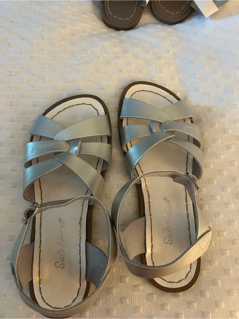 Silver Leather Saltwatet Women's or Kids Sandals